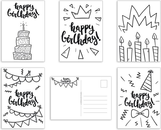Verjaardagskaarten - Set van 5 x verjaardagskaart