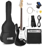 Guitare électrique avec amplificateur de guitare - MAX Gigkit - Perfect pour les débutants - avec accordeur de guitare, housse de guitare et médiator - Zwart