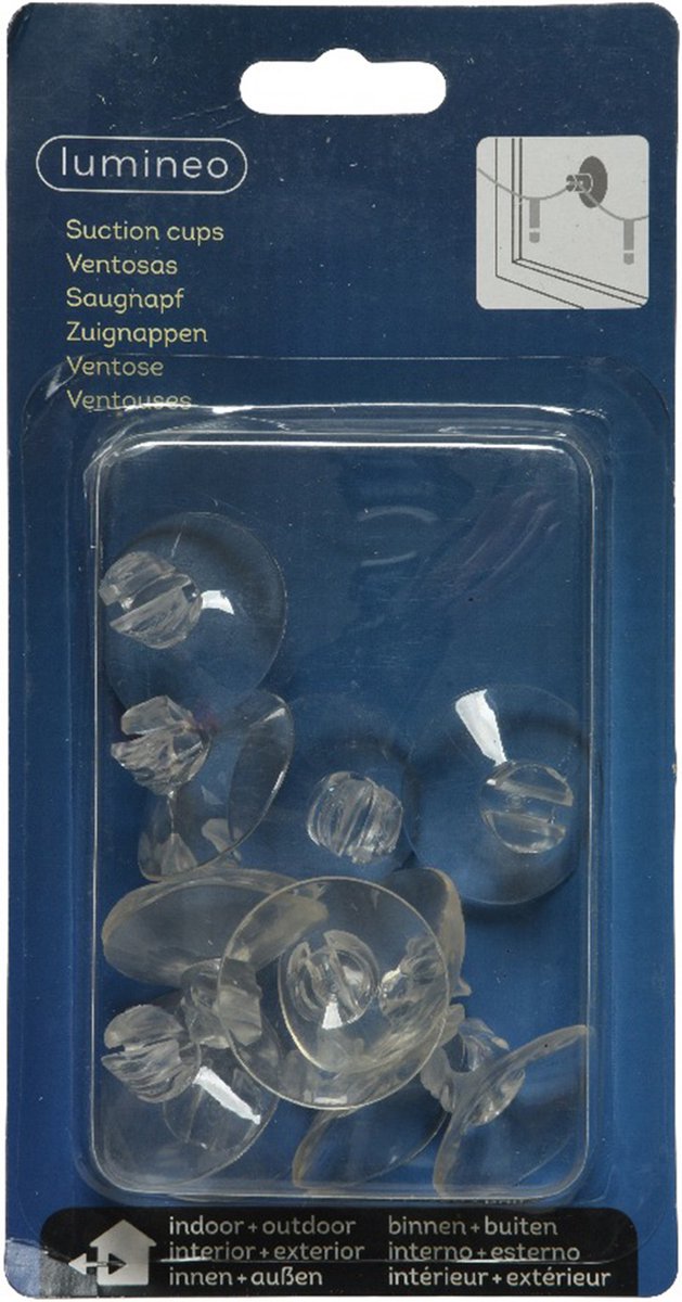 Decoris Zuignappen haakjes - 12x stuks - 3,5 x 1,5 cm - kerstverlichting ophangen
