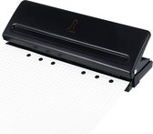 6-gaats perforator voor A4/A5/A6/A7, verstelbare afstanden, perforator van metaal, perforator, papierkaarten, fotobindmachine (zwart)