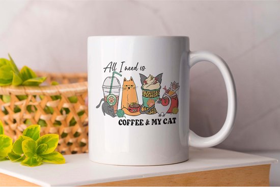 Mug Tout ce dont j'ai besoin c'est de Coffee et de mon chat - Cats - Cadeau - Cadeau - CatLovers - Meow - KittyLove - Chats - Amoureux des chats - Chaton Amour - Prrrfect