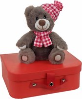 Moederdag Cadeau - Teddybeer met Rode Koffer - Zachte Pluche Beer - Leuk Cadeau Idee - Verwen je Moeder