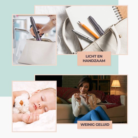 FOOCCA® Elektrische Nagelvijl - Nagelfrees 20000 RPM - Bedraad - FOOCCA Pen - 12 Bitjes + 55 Schuurrolletjes - Manicure en Pedicure Set - Ergonomische Aluminium Behuizing - Eeltverwijderaar - Kalknagels