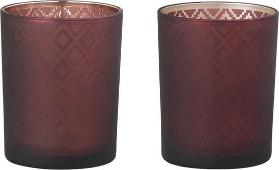 Dulaire Waxinelichthouder Bordeaux Rood 12.5 cm – set van 2