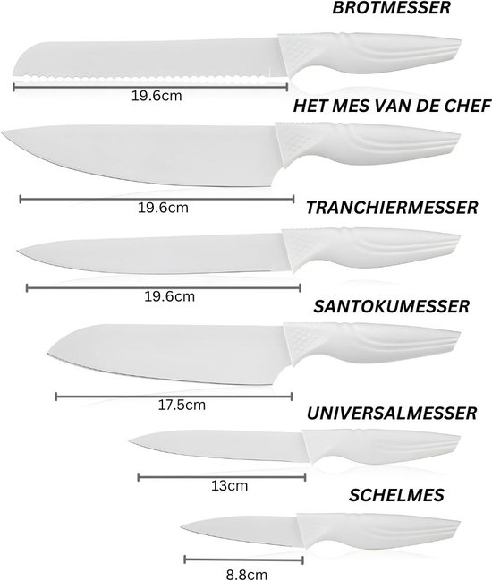 QProductz Messenset met Blok - Messenset 6 Messen - Messenset met Blok ...