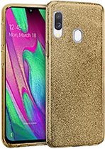 Samsung Galaxy A20e Hoesje - Siliconen Glitter Backcover - Goud