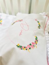 Personalized pillowcase with a flowery heart and baby's name/ dedication embroidered- children's bed-junior bed