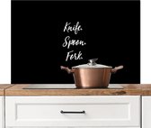 Spatscherm keuken 100x65 cm - Kookplaat achterwand Knife. Spoon. Fork. - Keuken - Bestek - Quotes - Spreuken - Muurbeschermer - Spatwand fornuis - Hoogwaardig aluminium