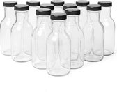 235 ml Glazen Flessen met Dop [12 Pak] - Herbruikbare Sap Flessen voor Drankjes, Saus, Smoothie, Likeur, Water, Sappen, Kombucha, Hete & Koude Vloeistoffen - Breek- & Vaatwasser Veilig