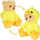 BRUBIES Teddy Kuiken - 25 cm teddybeer in kuikenkostuum met capuchon - pluche dier voor gezellige avonturen - knuffeldier cadeau voor kinderen