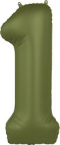 Folat - Folieballon Cijfer 1 Olive Green - 86 cm