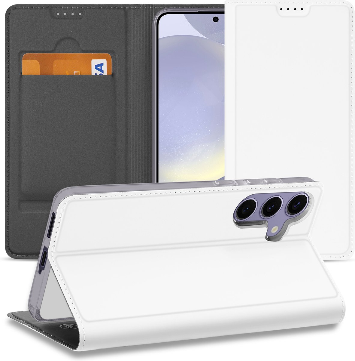 Stand Case Hoesje Samsung Galaxy S24 Plus Wit met Pashouder