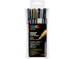 foto van Posca stiften set 3M wit/zwart/goud/zilver