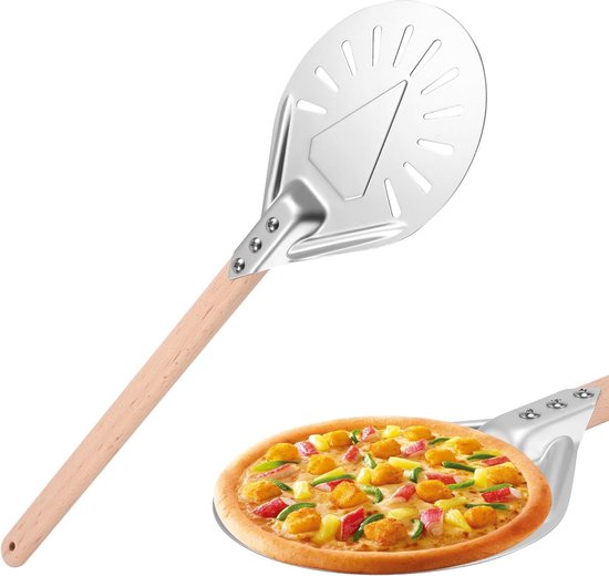 Geperforeerde Pizzaschep - Grote Aluminium Pizzaschep Voor Het Bakken Van Pizza En Voedsel Omdraaien