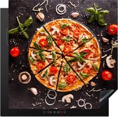 KitchenYeah® Inductie beschermer 60x60 cm - Pizza - Groente - Kruiden - Keuken - Industrieel - Kookplaataccessoires - Afdekplaat voor kookplaat - Inductiebeschermer - Inductiemat - Inductieplaat mat