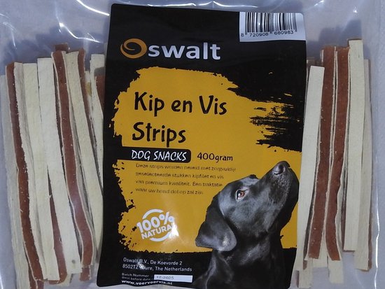 Oswalt Kip en vis Strips - Kip en vis Sandwich - Hondensnack - 400 Gram