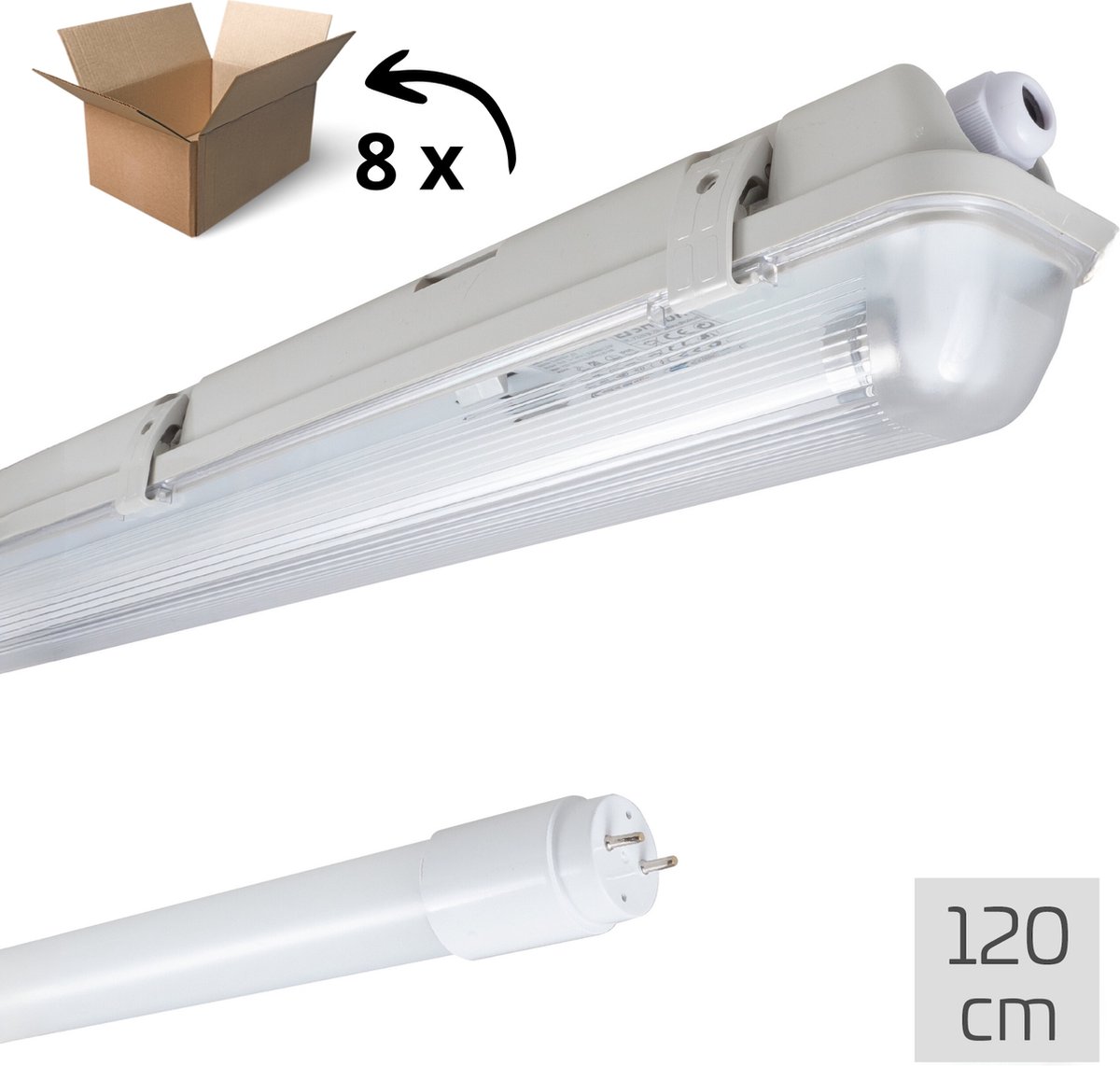 Proventa TL verlichting set LED 120 cm - 8PACK TL LED lampen incl. LED buis - Waterdicht - 2160 lm
