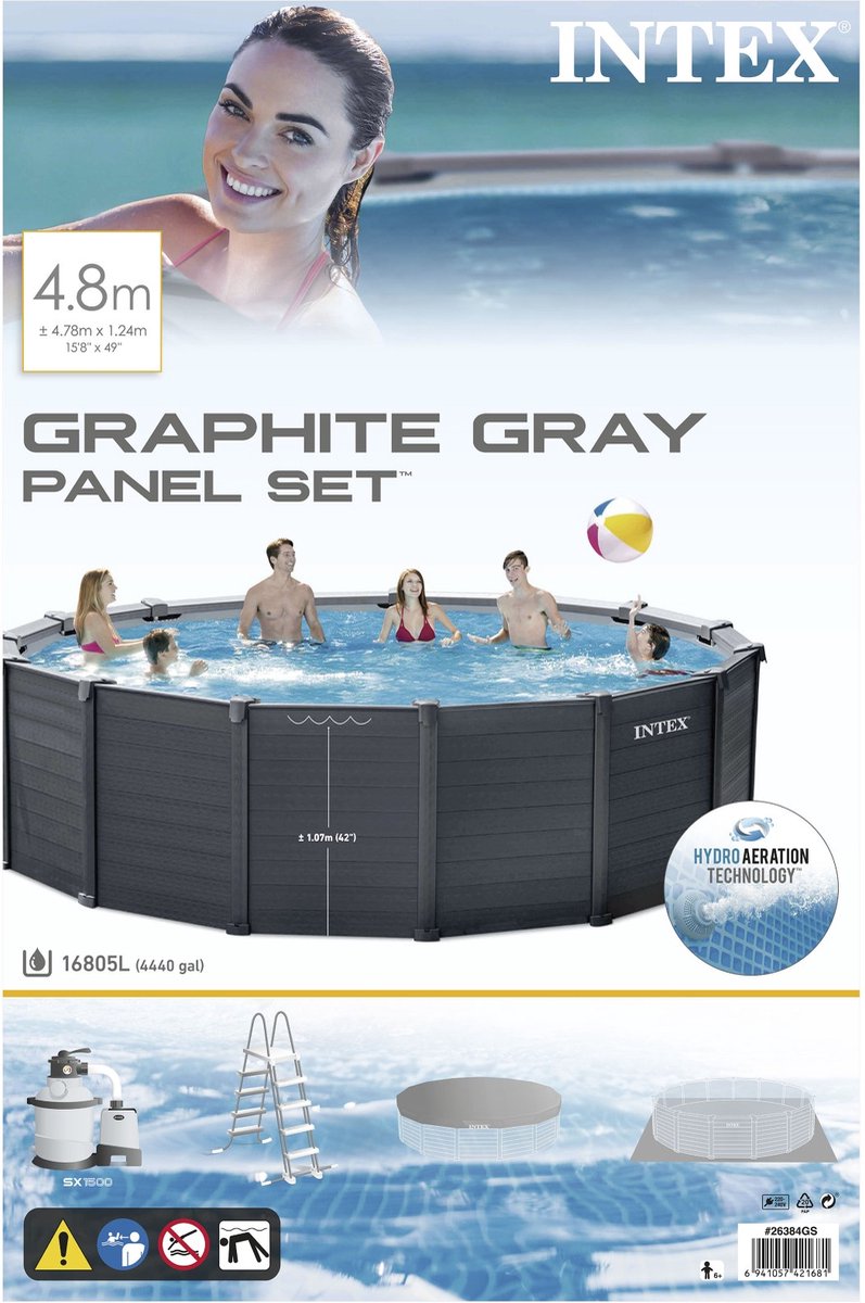 Intex Graphite Gray Panel kit piscine - Ø 478 x 124 cm