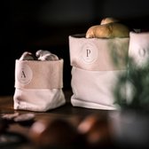Aardappel opbergdoos set van 3 stof | aardappel uien knoflook opslag | keuken voorraaddoos decoratie (Lily White)
