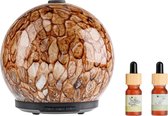 Whiffed Amber® Luxe Aroma Diffuser - Incl. 2x Etherische olie - Pepermunt - Eucalyptus - Geurverspreider met Glazen Design - 8 uur Aromatherapie - Tot 80m2 - Essentiële Olie Vernevelaar & Diffuser