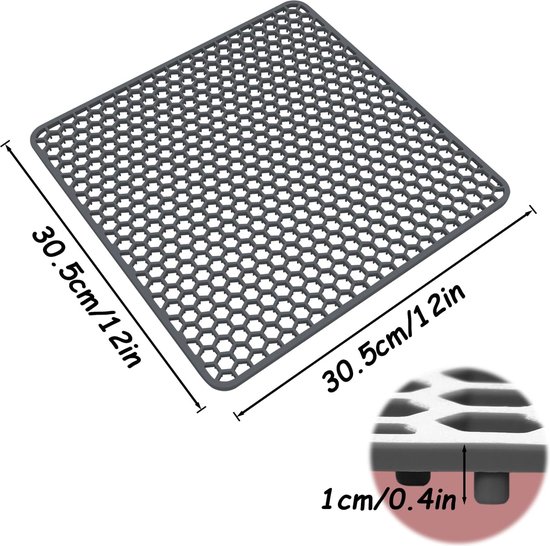 HUI340290ZSiliconen gootsteenmat, 34 x 29 cm, gootsteenbescherming inklapbaar, hittebestendig en antislip keuken-afdruiponderzetter bescherminzetstuk, gootsteenmat voor gootsteen