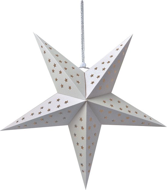 Clayre & Eef Hangende ster 45x15x45 cm Wit Papier