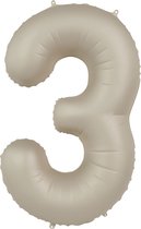 Folat - Folieballon Cijfer 3 Creamy Latte - 86 cm