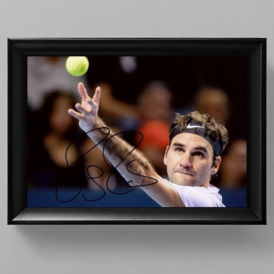 Roger Federer Ingelijste Handtekening – 15 x 10cm In Klassiek Zwart Frame – Gedrukte handtekening – Tennis Legend - Roland Garros - Wimbledon