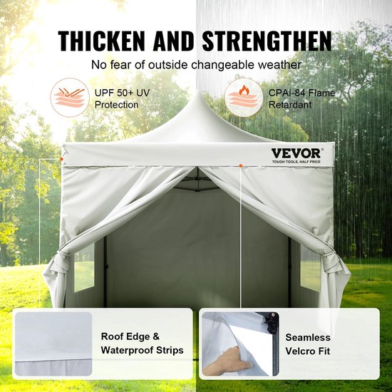 Partytent - Tent - Tuin - Opvouwbaar - Wit - Feest - Waterdicht - UV filter - Lengte - 305cm - Breedte 305cm - Hoogte 320cm — afbeelding 5