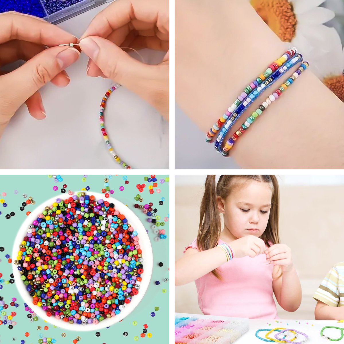 Kralen Set Glaskralen 4 mm voor sieraden maken, ketting, telefoonkoord en armbandjes maken meisjes - 24 kleuren - 3600 Rocailles in opbergbox — afbeelding 4