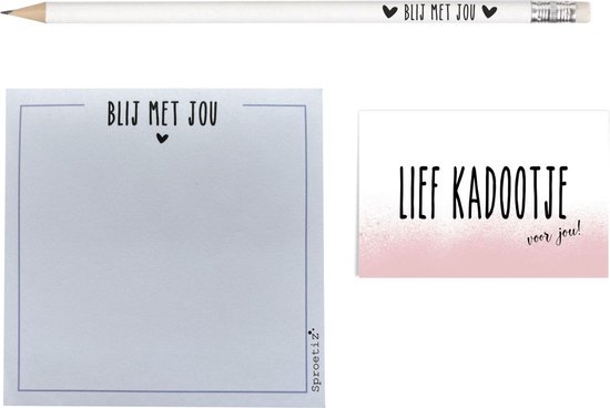 Cadeaupakket blij met jou- kado vriendin - notitieblok - potlood