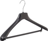De Kledinghanger Gigant - 30 x Mantelhanger / kostuumhanger kunststof zwart met schouderverbreding en broeklat, 45 cm