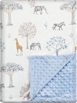 Babydeken, 75 x 100 cm, uniseks, voor peuters, baby's, meisjes, jongens, kinderkamer, dekbed, cadeaus (blauwe giraffe olifant)