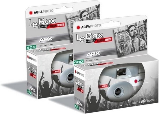 Appareil Photo Jetable AGFA LeBox Flash - 27 Photos, Objectif 31mm, 400 ISO, Gris Et Rouge