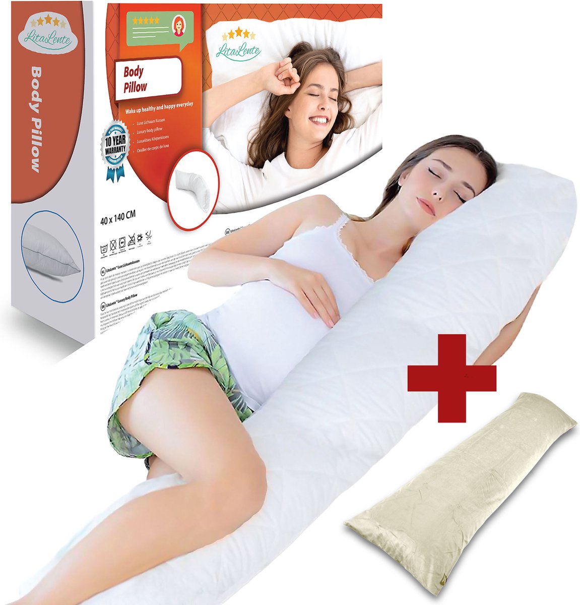 Goedkoopste Zwangerschapskussen Wit Velvet sloop - Ergonomisch Lichaamskussen - body pillow - Voedingskussen - Kniekussen - Body Pillow met afneembare hoes - Dubbel Gestikte Randen Zwangerschapskussen
