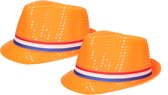 Haza - Oranje gleufhoed/supporters hoedjes 2x stuks voor volwassenen Nederlandse vlag - Koningsdag