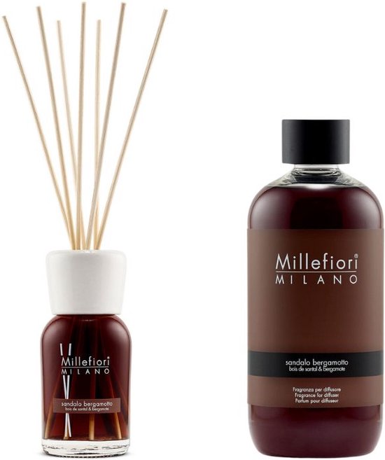 Millefiori Milano Bâtons parfumés et Recharge Sandalo Bergamotto
