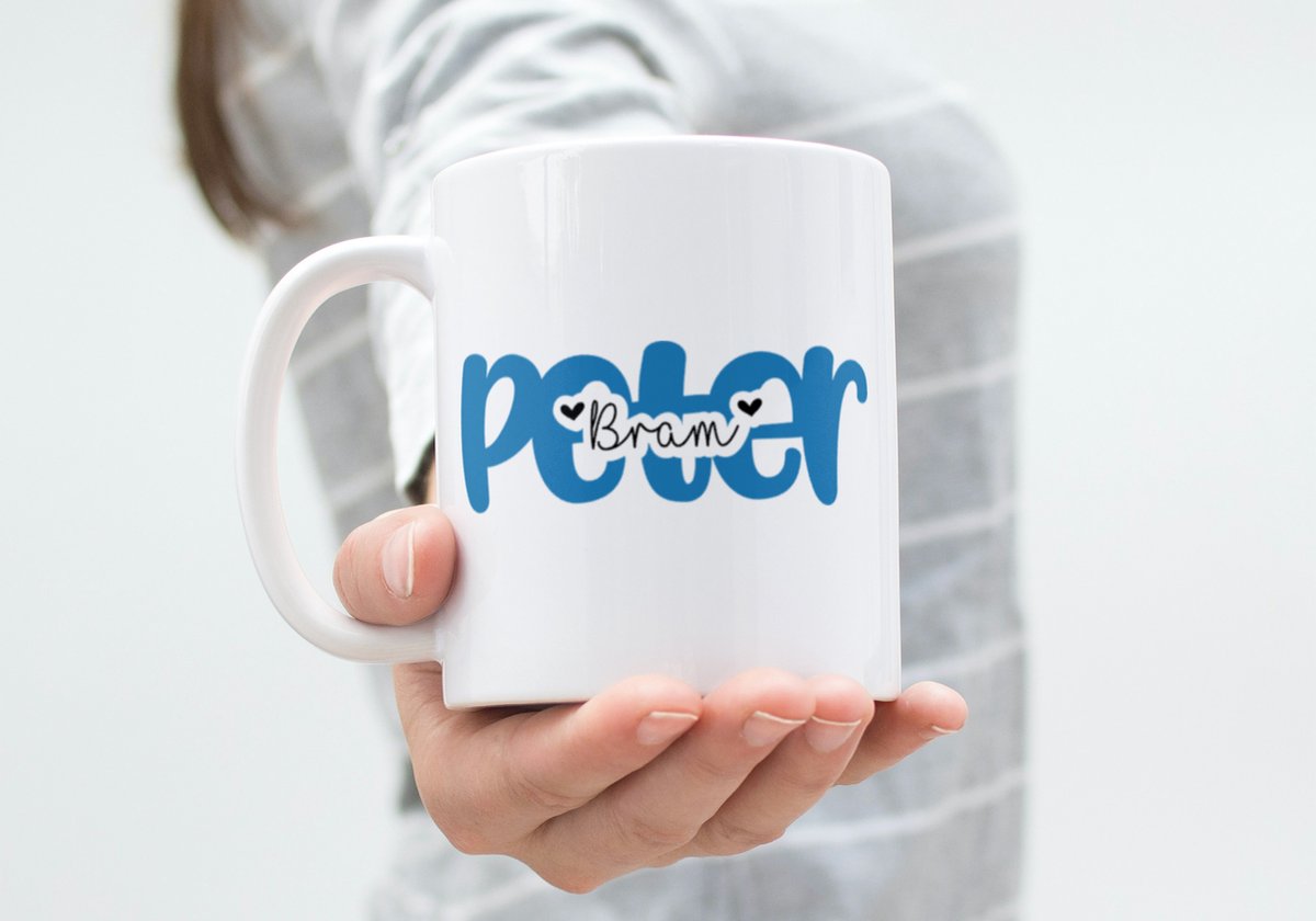 Hip met Pit Creaties - Mok "Peter" Gepersonaliseerd met Naam Petekind - 300ml Koffiemok - Vaatwasbestendig - Verjaardag Communie - Naam via Mail