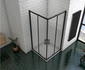 Serie Ixia - Douchecabine Set - 90x90 cm - Mat Zwart - Met Hoge Douchebak En Sifon