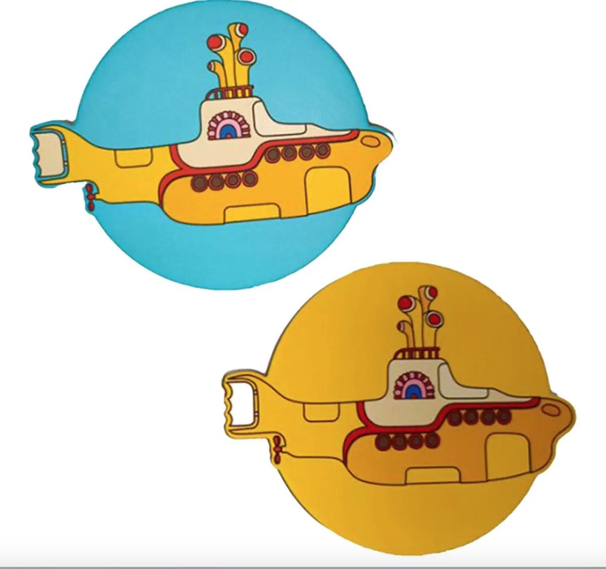 Onderzetters Set 4 Stuks - The Beatles - Yellow Submarine - 12,5x10cm