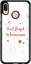 Casimoda® telefoonhoesje - Geschikt voor Huawei P20 Lite (2018) - Don't Forget To Be Awesome - Zwart TPU hoesje - Backcover - Grijs - Tekst