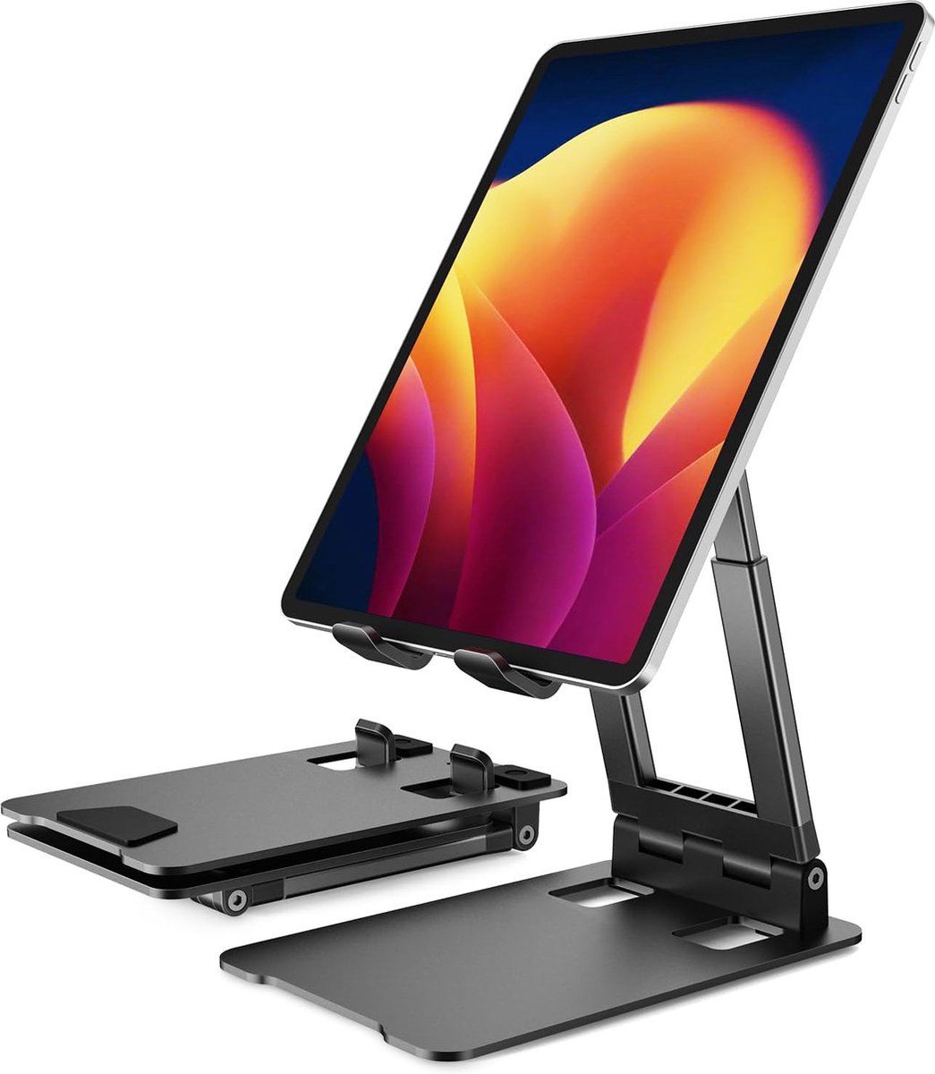 Tabletstandaard, Klearlook opvouwbare tablethouder met verstelbare hoogte/hoek, aluminium universele iPad-standaard voor iPad Pro/Mini/Air/iPhone 13 Pro Max/Galaxy Tab/Switch, 4-13