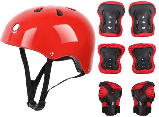 Foto: Beschermende uitrusting voor kinderen en helm 7 delig set beschermende uitrusting voor kinderen voor jongens meisjes verstelbare helm met pads set knie elleboogbeschermers en polsbeschermers voor rolskateboardfiets