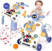 Kiddel 3 in 1 activiteiten tafel / baby walker - Baby loopwagen, speeltafel met licht en geluid - Interactieve tafel, beweeg en groei. Kinderspeelgoed jongens meisjes 3 jaar