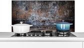 Spatscherm keuken 100x50 cm - Kookplaat achterwand IJzer - Vintage - Roest print - Grijs - Bruin - Abstract - Muurbeschermer - Spatwand fornuis - Hoogwaardig aluminium