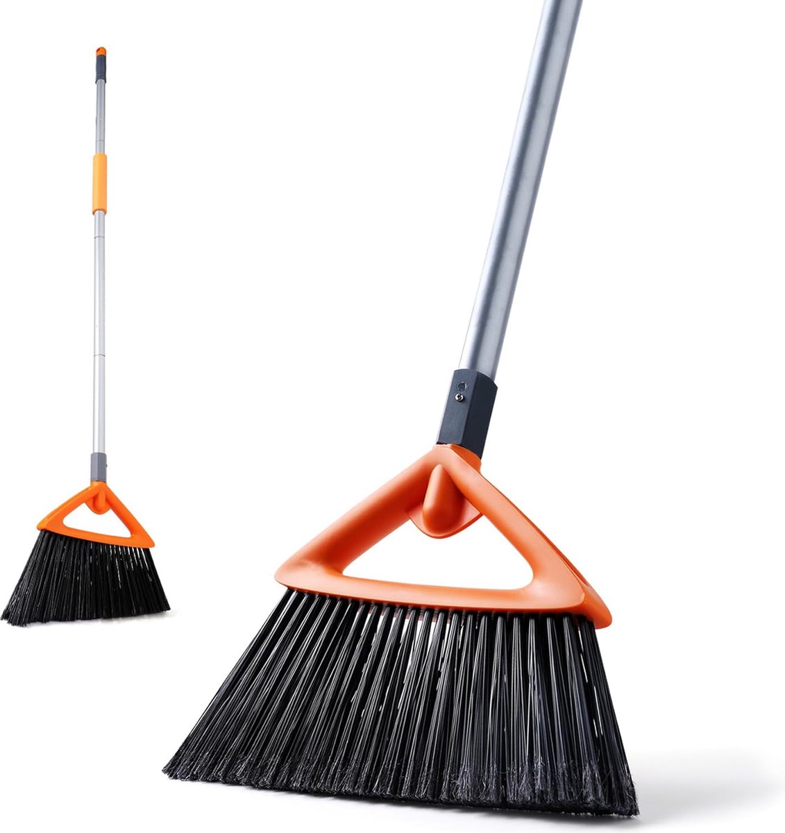 Goedkoopste Nieuwste model buitenbezem met vier in elkaar grijpende draadstangen, uitschuifbaar tot 122 cm, geschikt voor huizen, tuinen, garages, straten, straatbezems etc