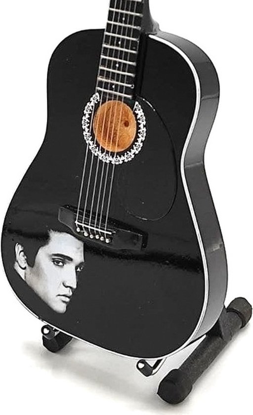 Mini gitaar Elvis Presley zwart met foto 25cm Miniature- Guitar-Mini -Guitar- Collectables-decoratie -gitaar-Gift--Kado- miniatuur- instrument-Cadeau-verjaardag