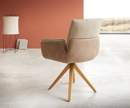 Chaise pivotante Nela - Structure en bois Flex , angulaire, mélange de matériaux naturels, boue, rotatif à 180°