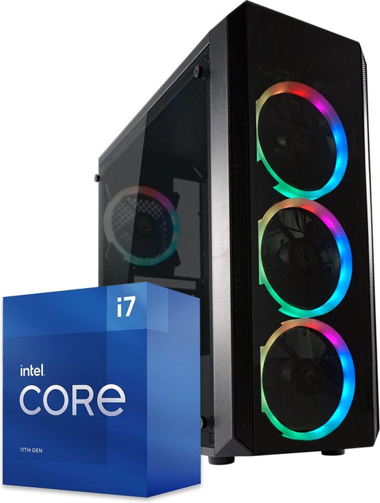 PC de Gaming RVB circulaire | Intel Core i7-11700F | GeForce RTX 4060Ti | 32 Go de mémoire DDR4 | SSD 1 To - NVMe | Windows 11 Pro