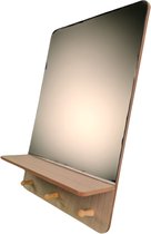 Spiegel Met Plank - 50 cm - Hout - Badkamerspiegel - Natuurlijk - Make-up Spiegel